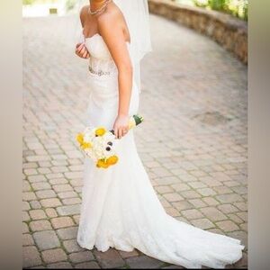 Watters White Strapless Wedding Dress